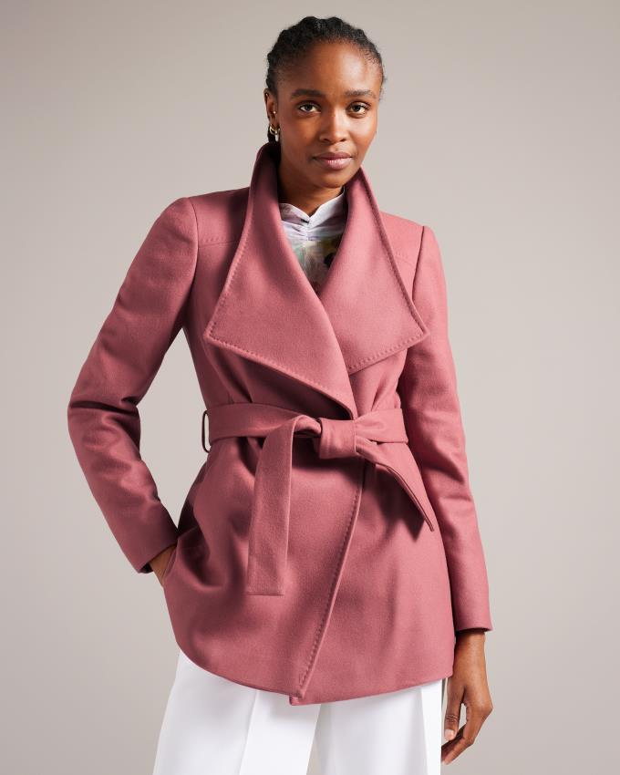 Manteau Ted Baker Short Wool Wrap Rose Femme | NXY-53201043